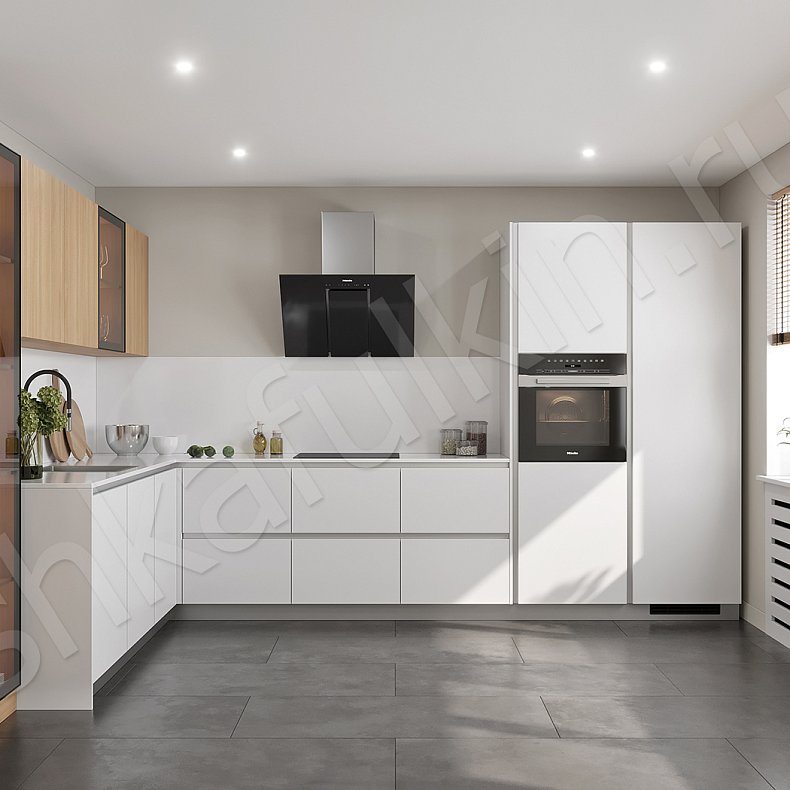 Кухня Кеплер Светлые Древесный Белый Современный   Для посуды Для декора