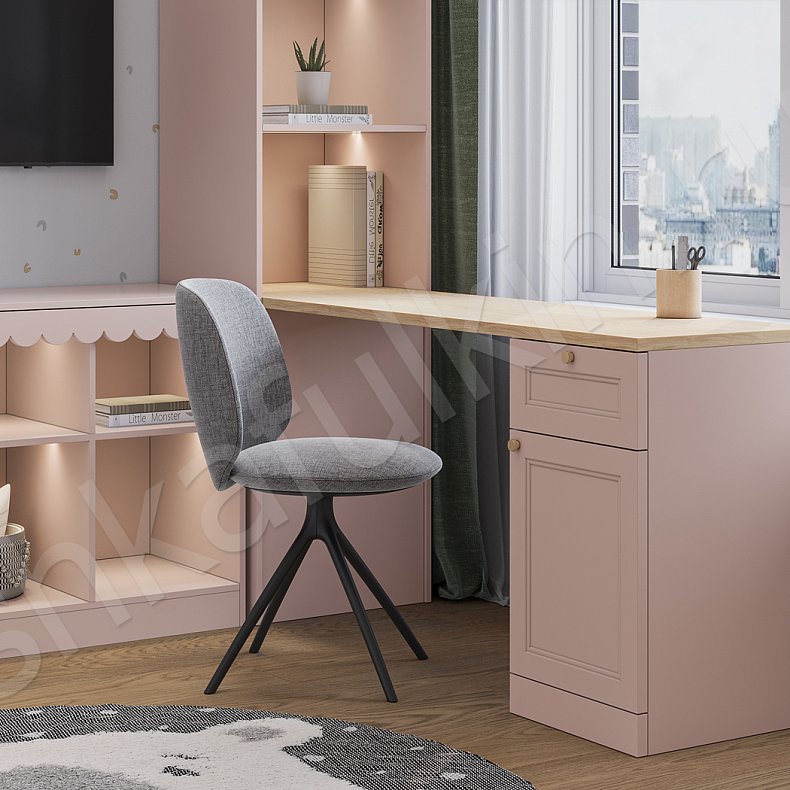 Изображение Гарнитур Аскетта Цветной Розовый Светлые Неоклассика 2х створчатые Детская Для книг Для декора Под ТВ Для вещей 2