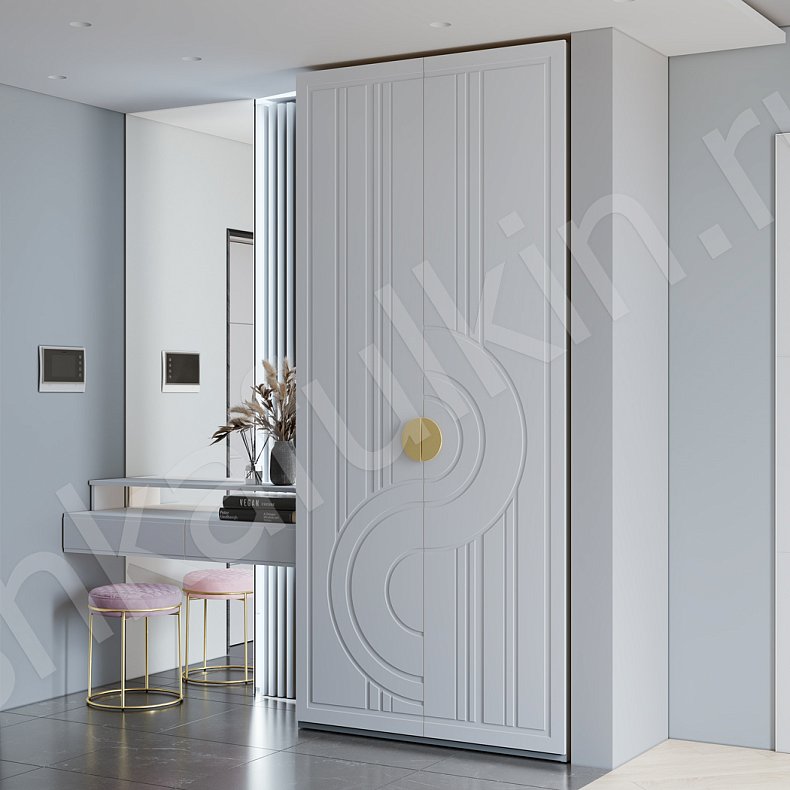 Прихожая Кьяра Белый Золото Светлые Современный 2х створчатые Прихожая Для вещей