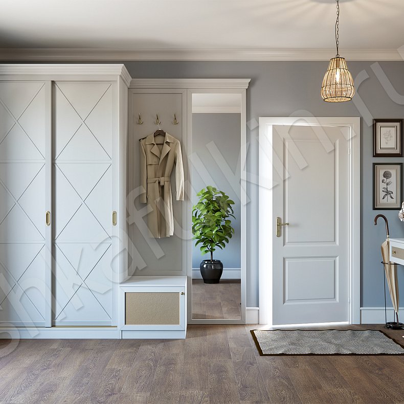 Прихожая Марсель Белый Светлые Классика 2х створчатые Прихожая Для вещей