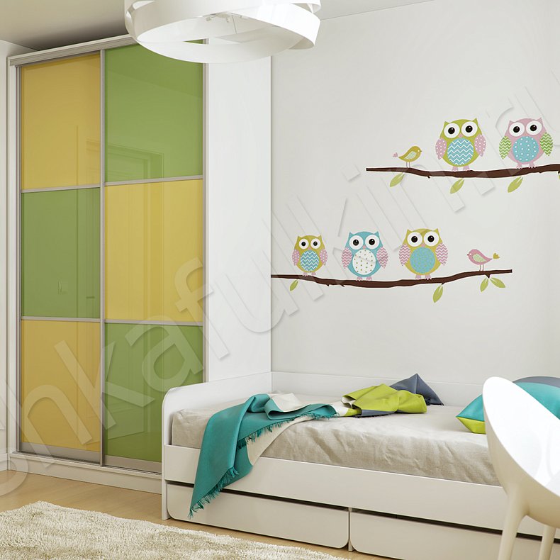 Детская Паскаль Цветной Светлые Зеленый Современный 2х створчатые Детская Для вещей 1