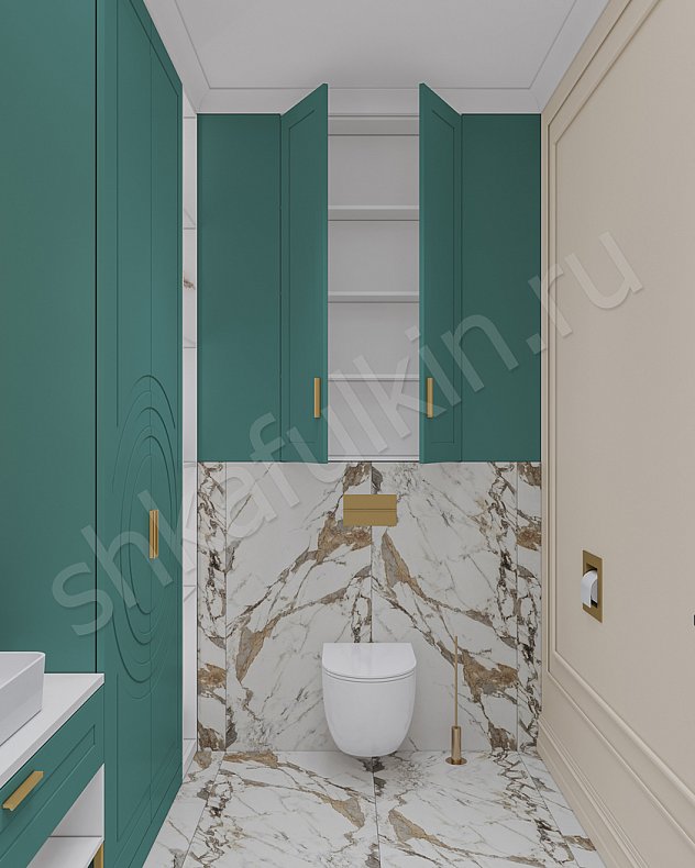 Мебель в ванную Линдор Зеленый Темные Светлые Коричневый Цветной Неоклассика 2х створчатые  Для вещей Для белья 12