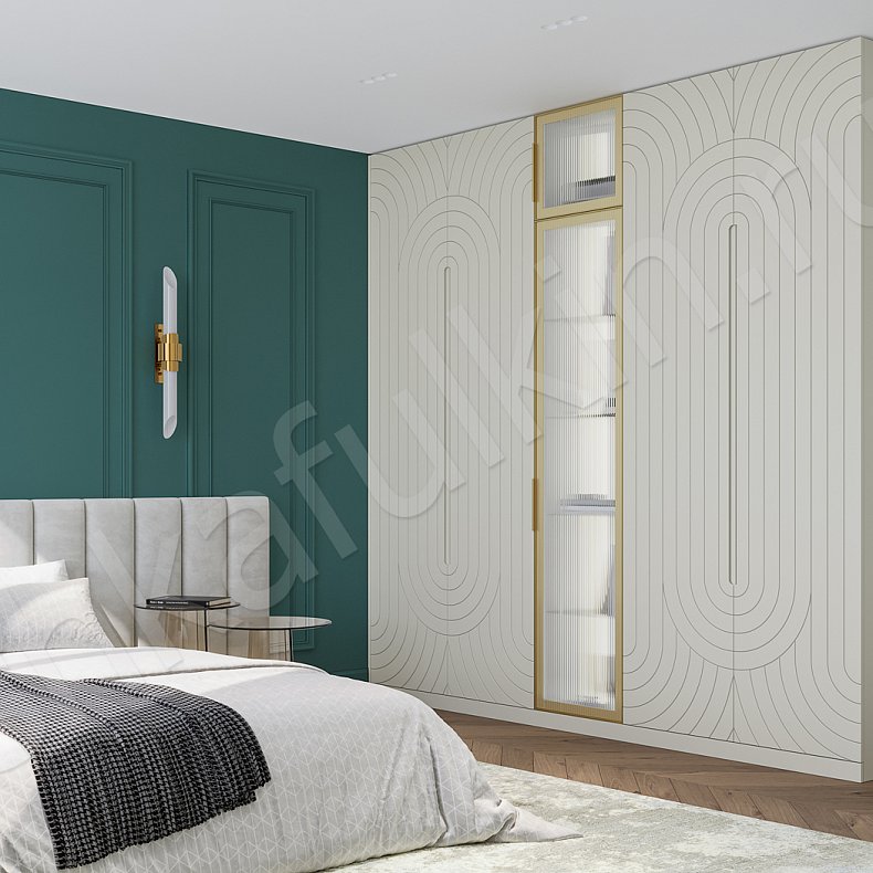 Спальня Паттерн Белый Светлые Неоклассика 4х створчатые Спальня Для белья Для книг Для декора Для вещей