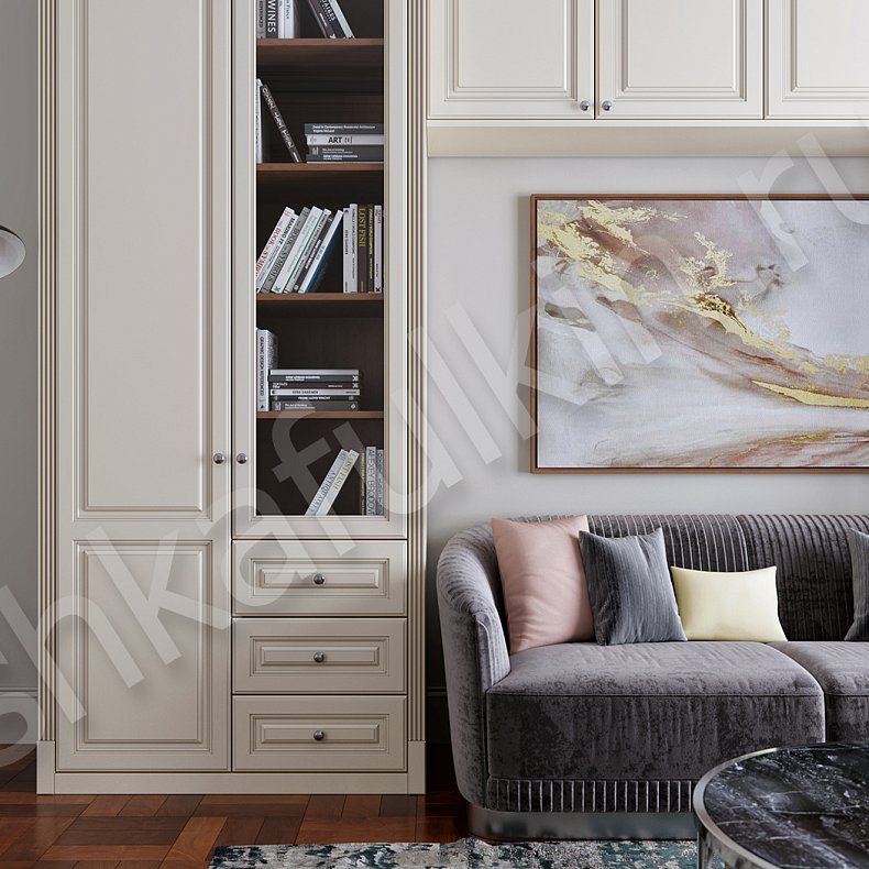 Изображение Шкаф Андриана Коричневый Светлые Зеленый Классика 4х створчатые Детская Для книг Для вещей 7