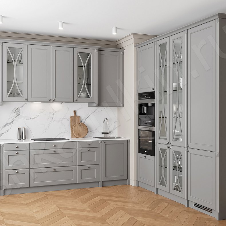 Кухня Люсия Синий Цветной Серый Светлые Неоклассика   Для декора Для посуды 3