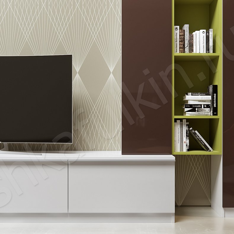 Изображение Стенка Бушерон Цветной Модерн 2х створчатые Гостиная Для вещей Под ТВ Для книг 4