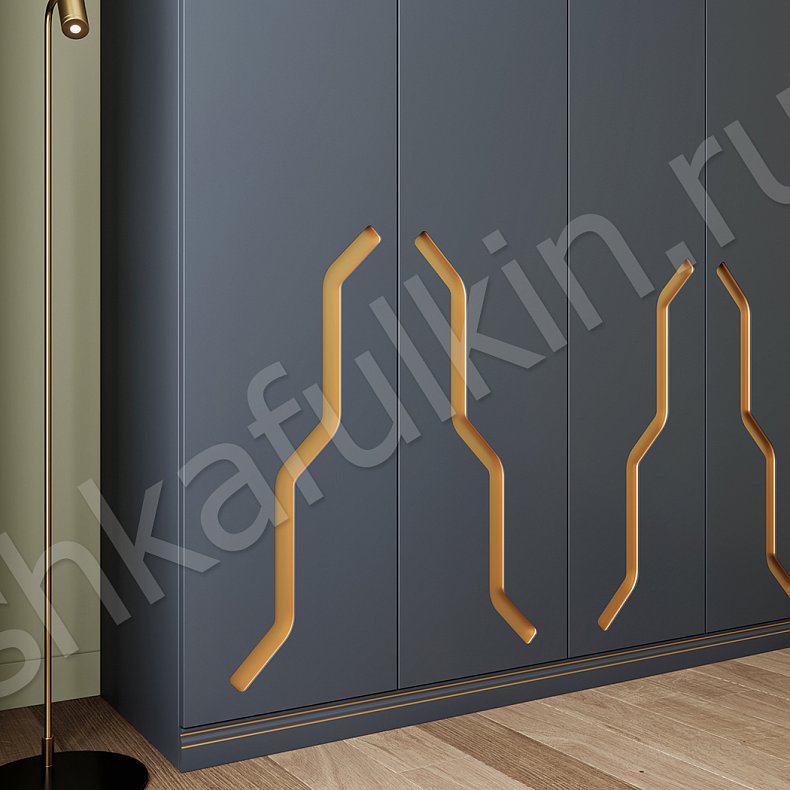 Изображение Корпусный шкаф Консул Цветной Серый Синий Темные Золото Модерн 2х створчатые Гостиная Для вещей 7