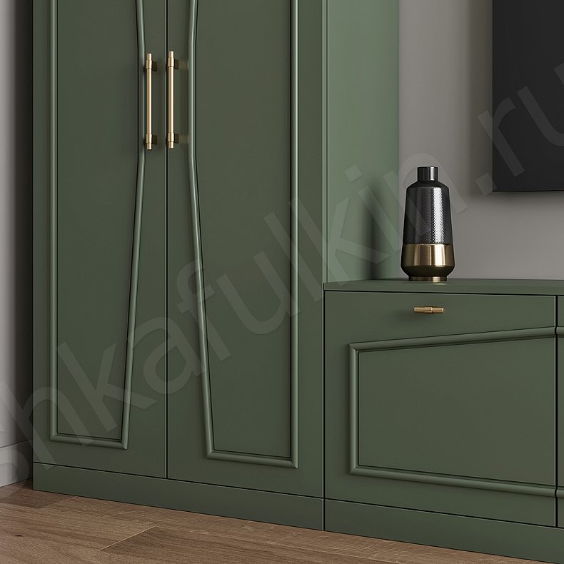 Изображение Стенка Мерседес Темные Цветной Зеленый Современный 2х створчатые Гостиная Для книг Для декора Под ТВ 3