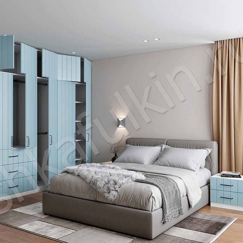 Изображение Гарнитур Кайрос Цветной Серый Синий Светлые Современный 5и створчатые Спальня Для вещей 12