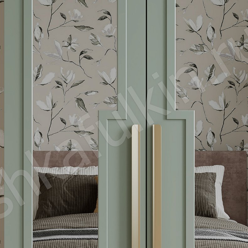 Изображение Шкаф с зеркалом Танзано Зеленый Модерн 4х створчатые Спальня Для вещей 3