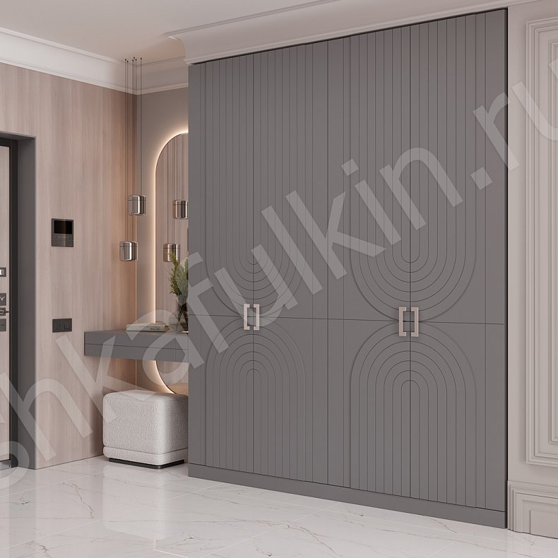 Изображение Прихожая Манчестер Серый Светлые Неоклассика 4х створчатые Прихожая Для вещей 2
