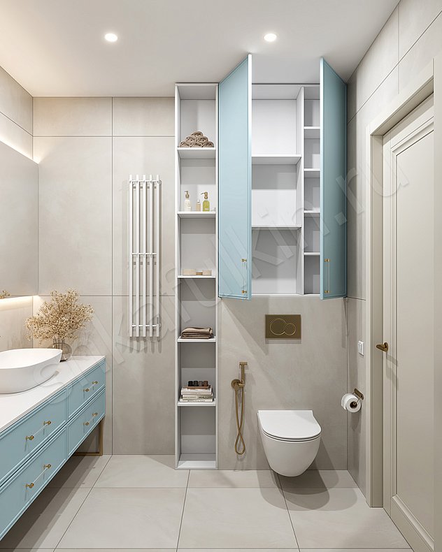 Мебель в ванную Минор Светлые Синий Цветной Классика   Для вещей 5