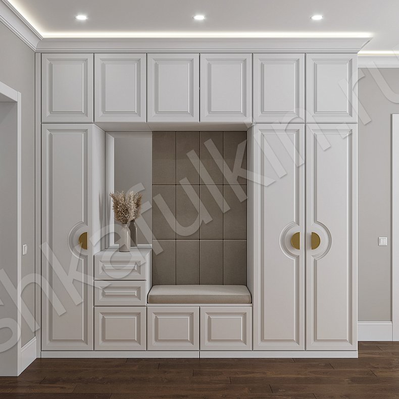 Прихожая Брунель Белый Светлые Неоклассика 3х створчатые Прихожая Для вещей