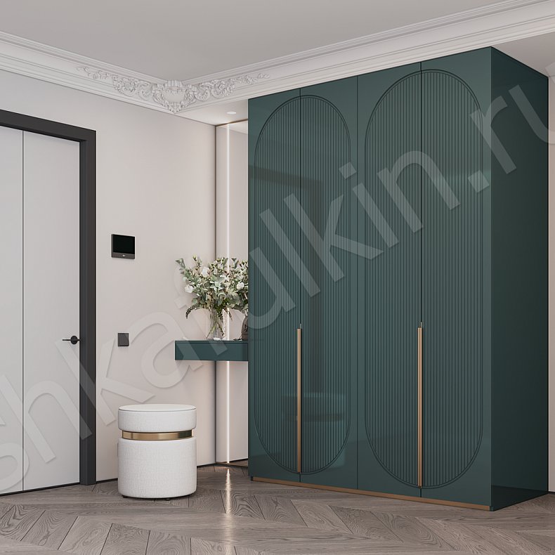 Прихожая Скаволлини с консолью Белый Цветной Светлые Зеленый Неоклассика 4х створчатые Прихожая Для вещей 2