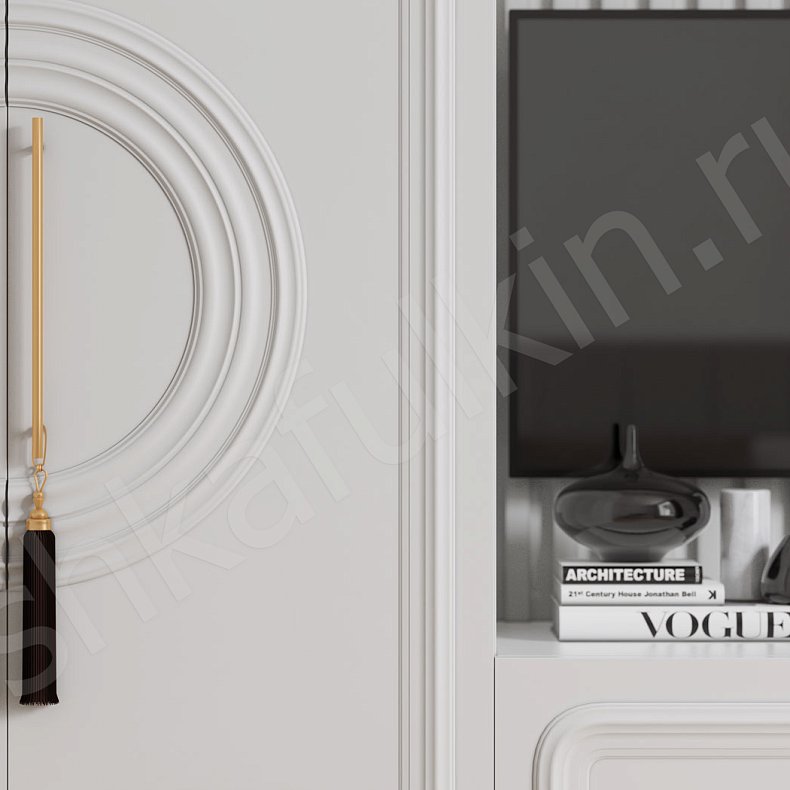 Изображение Стенка Санмарино Белый Светлые Неоклассика 4х створчатые Спальня Под ТВ Для вещей 3