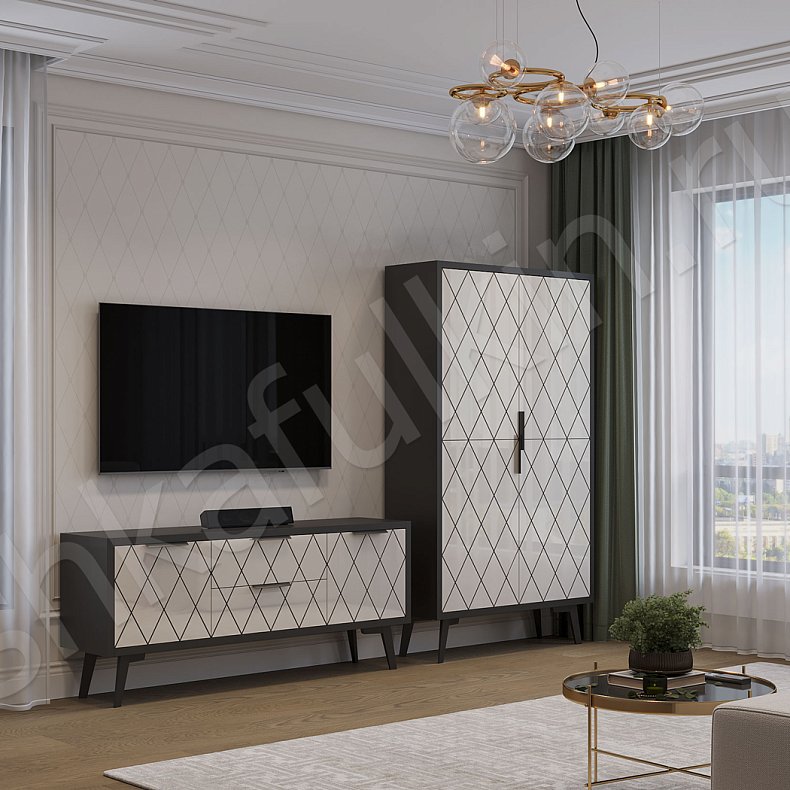 Изображение Гарнитур Нуар Светлые Белый Неоклассика  Спальня Под ТВ Для декора 2