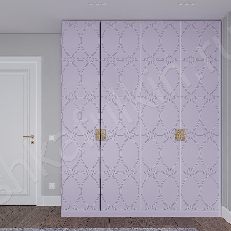 Гарнитур Арива Белый Розовый Светлые Неоклассика 4х створчатые Спальня Для белья 4