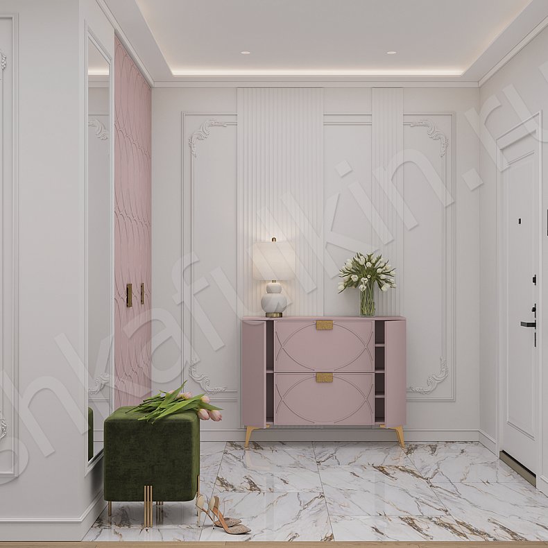 Изображение Прихожая Арива Цветной Серый Светлые Темные Зеленый Неоклассика 3х створчатые Прихожая Для вещей 10