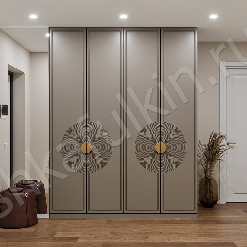 Прихожая Ришелье Светлые Коричневый Белый Неоклассика 4х створчатые Прихожая Для вещей 3