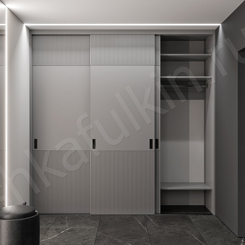 Изображение Шкаф-купе Грэмми Светлые Серый Современный 3х створчатые Коридор Для вещей 5