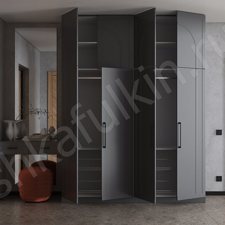 Изображение Прихожая Ромикко Серый Темные Неоклассика 4х створчатые Прихожая Для вещей 2