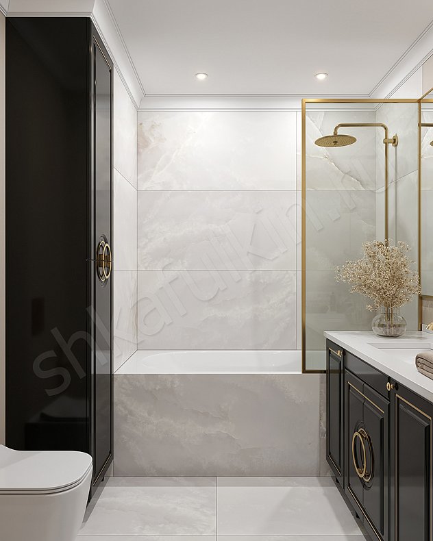 Мебель в ванную Юлианна Темные Золото Черный Неоклассика   Для вещей 2