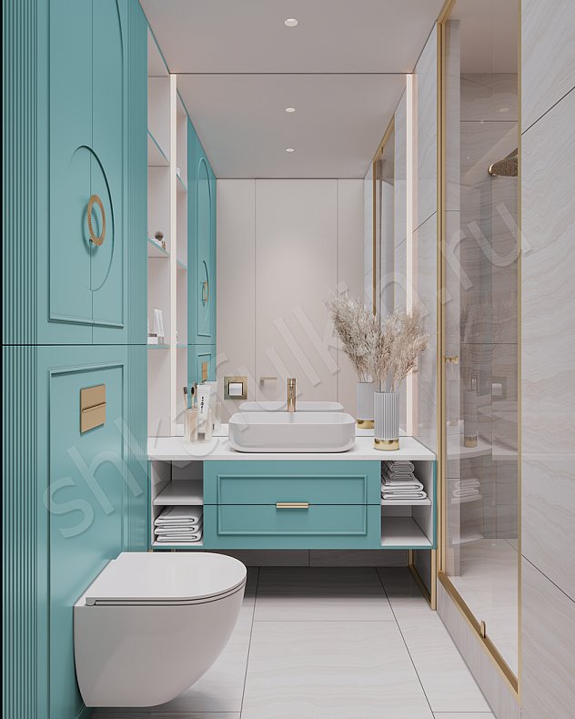 Мебель в ванную Маура Светлые Синий Цветной Неоклассика   Для вещей