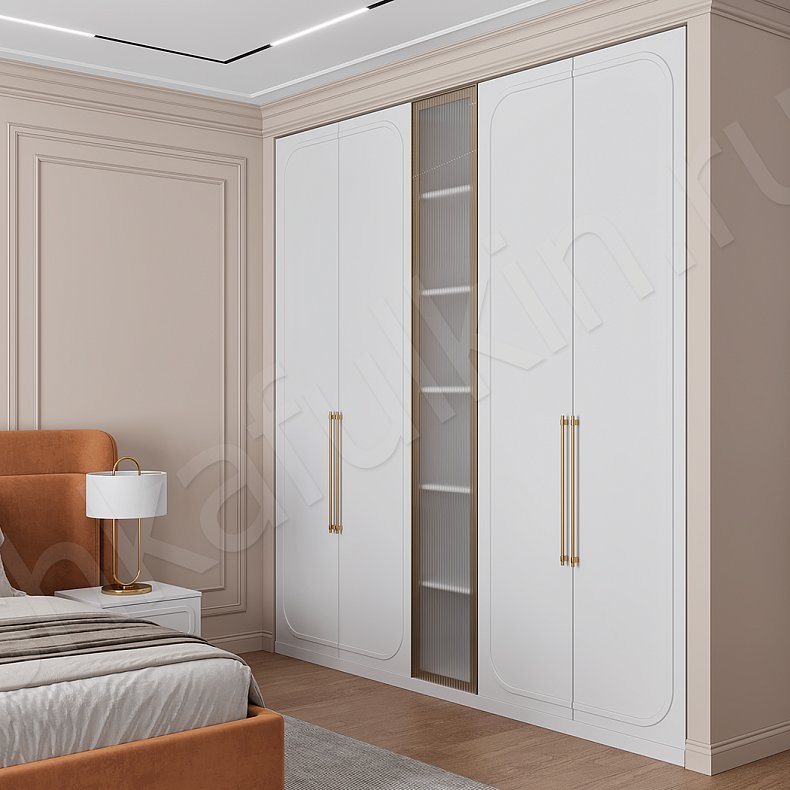 Изображение Гарнитур Мираж Белый Цветной Синий Светлые Неоклассика 5и створчатые Спальня Для вещей 1