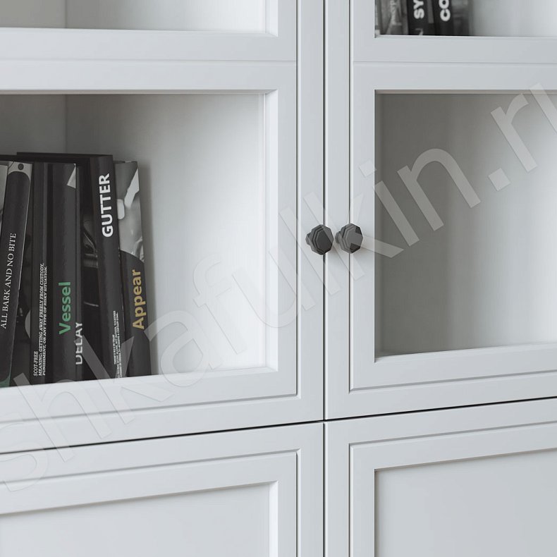 Шкаф-витрина Такс Белый Неоклассика 4х створчатые Гостиная Для посуды Для книг 4