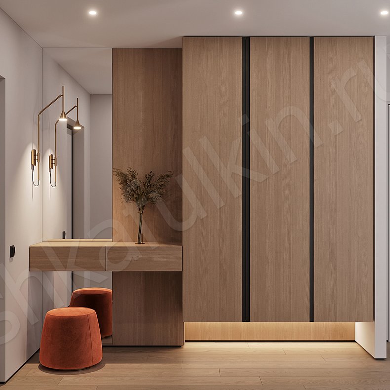 Изображение Прихожая Джапанди Древесный Светлые Минимализм 3х створчатые Прихожая Для вещей 1