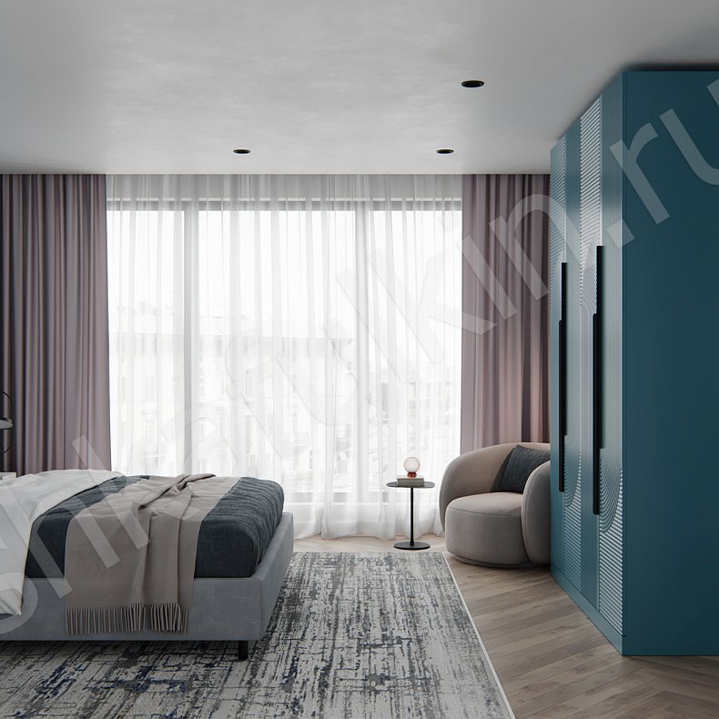 Шкаф и тумба Зингер Цветной Темные Зеленый Неоклассика 4х створчатые Спальня Для белья Для вещей 2