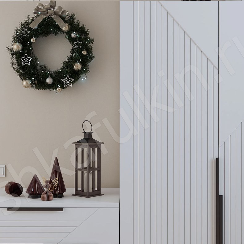 Изображение Гарнитур Фигаро Белый Светлые Серый Модерн 4х створчатые Спальня Для вещей 5