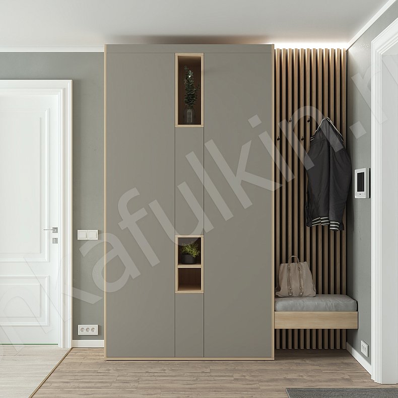 Изображение Прихожая Клайд Темные Серый Коричневый Черный Скандинавский 3х створчатые Прихожая Для вещей 2