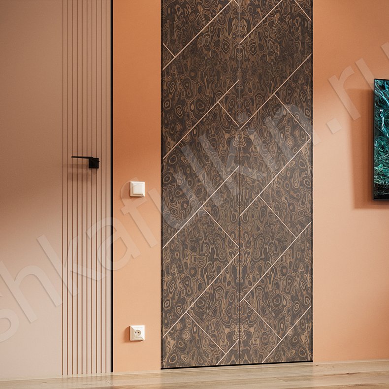 Изображение Гарнитур Эспрессо Темные Золото Древесный Современный 2х створчатые Спальня Для вещей Для белья 1