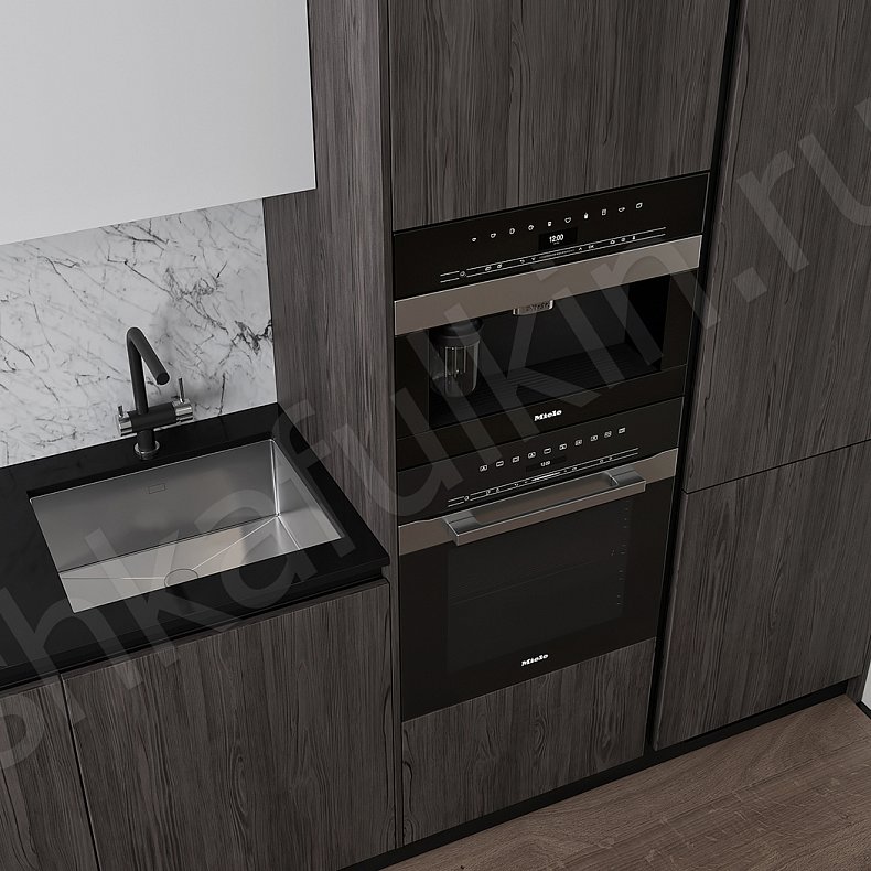 Изображение Кухня Милокки Темные Древесный Белый Современный Для посуды 3