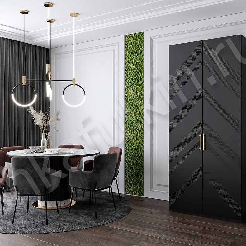 Изображение Корпусный шкаф Кельвин Белый Черный Светлые Темные Модерн 4х створчатые Гостиная Для вещей 5