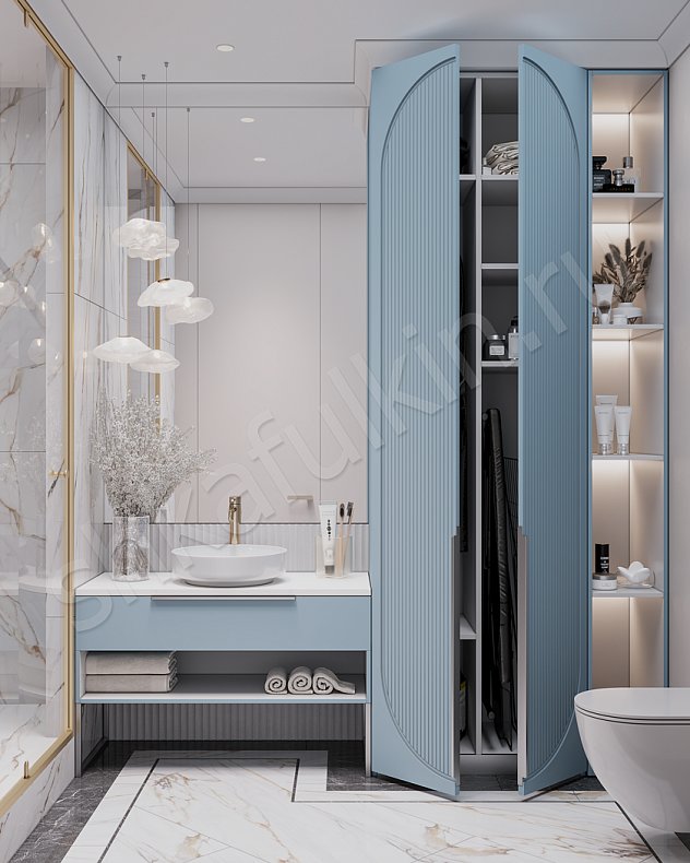 Мебель в ванную Скаволлини Синий Коричневый Светлые Неоклассика   Для вещей 2