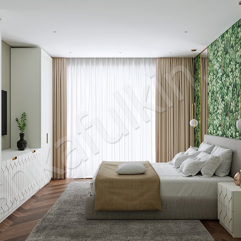 Изображение Гарнитур Франческа Белый Серый Светлые Золото Современный 2х створчатые Спальня Для вещей 4