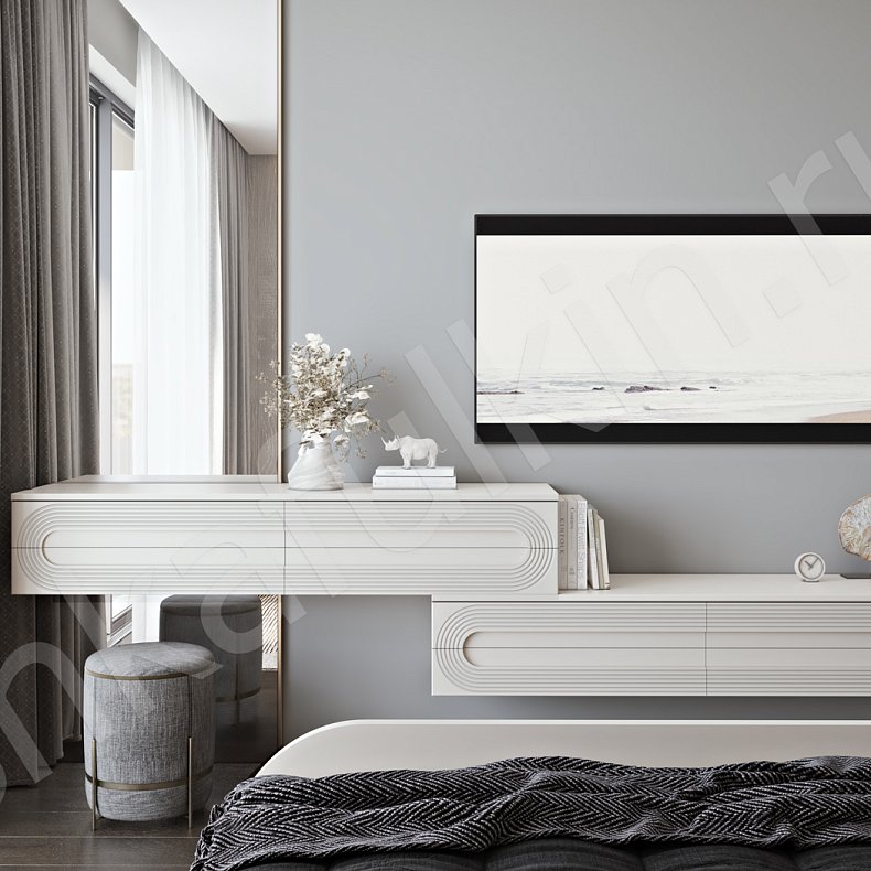 Изображение Гарнитур Дзен White Светлые Белый Современный 2х створчатые Спальня Для вещей Для белья 6