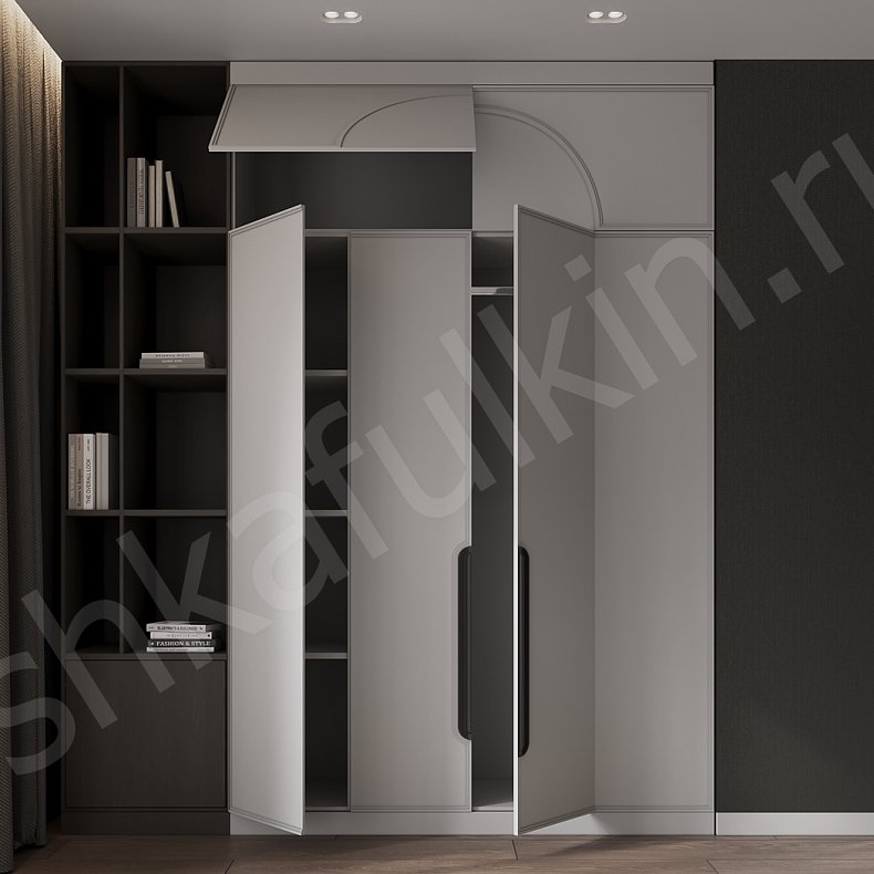 Шкаф Харитон Серый Современный 4х створчатые Спальня Для вещей Для книг 2