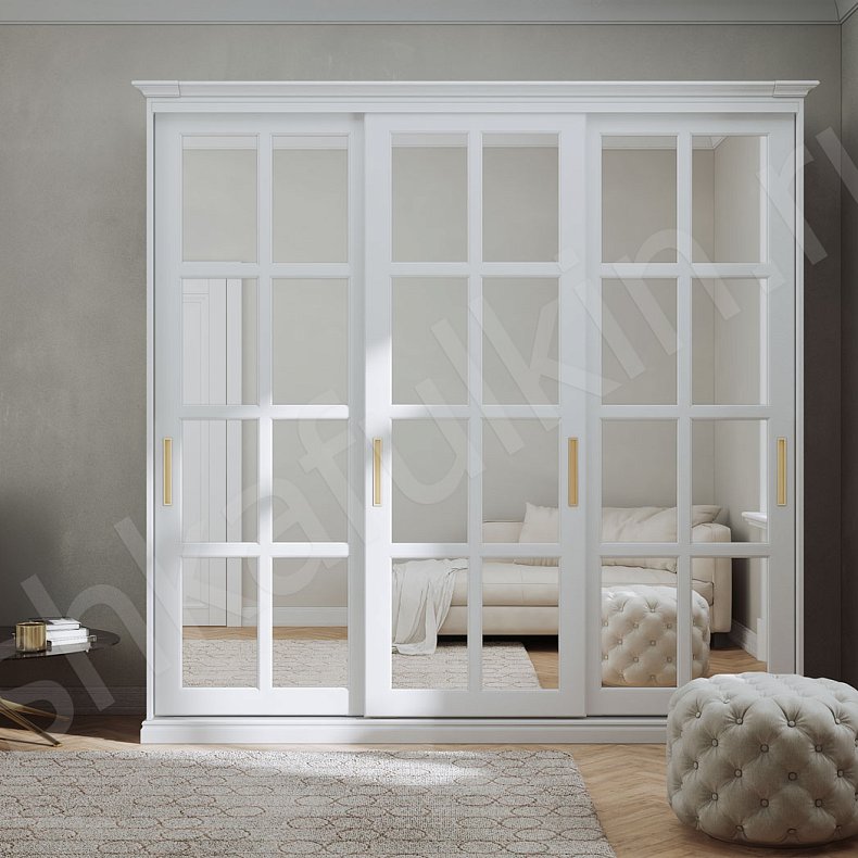 Изображение Шкаф-купе Виват Белый Классика 3х створчатые Гостиная Для вещей 1