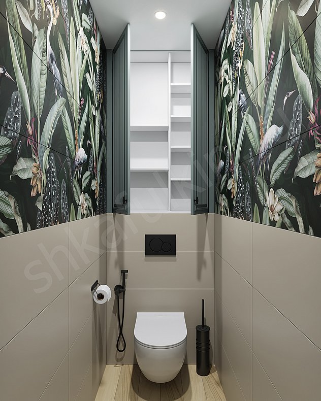 Мебель в санузел Мельпомена Зеленый Светлые Цветной Современный 2х створчатые  Для вещей Для белья 4