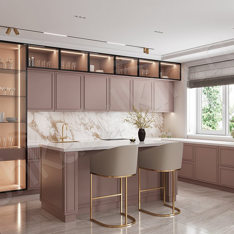 Кухня Мельпомена Светлые Розовый Современный   Для посуды Для декора 2