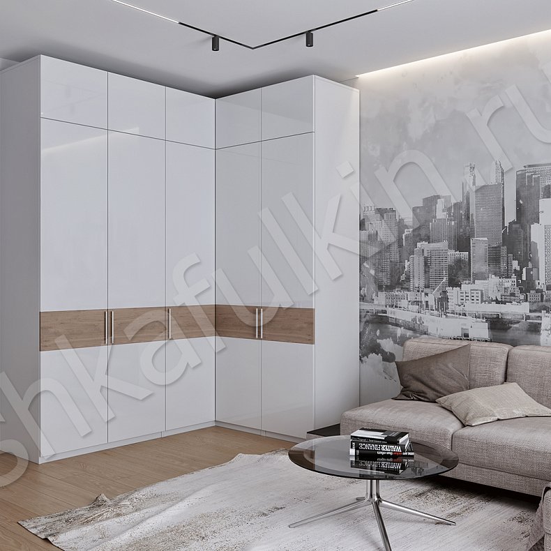 Угловой шкаф Эдельвейс Белый Современный 5и створчатые Гостиная Для вещей