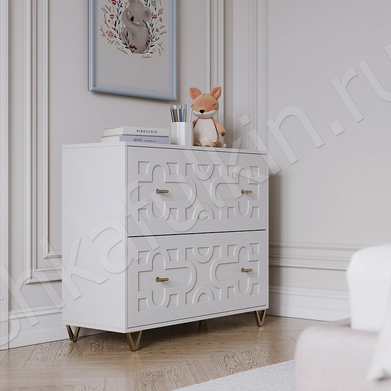 Изображение Детская Барби Белый Неоклассика 2х створчатые Детская Для книг Для вещей 4