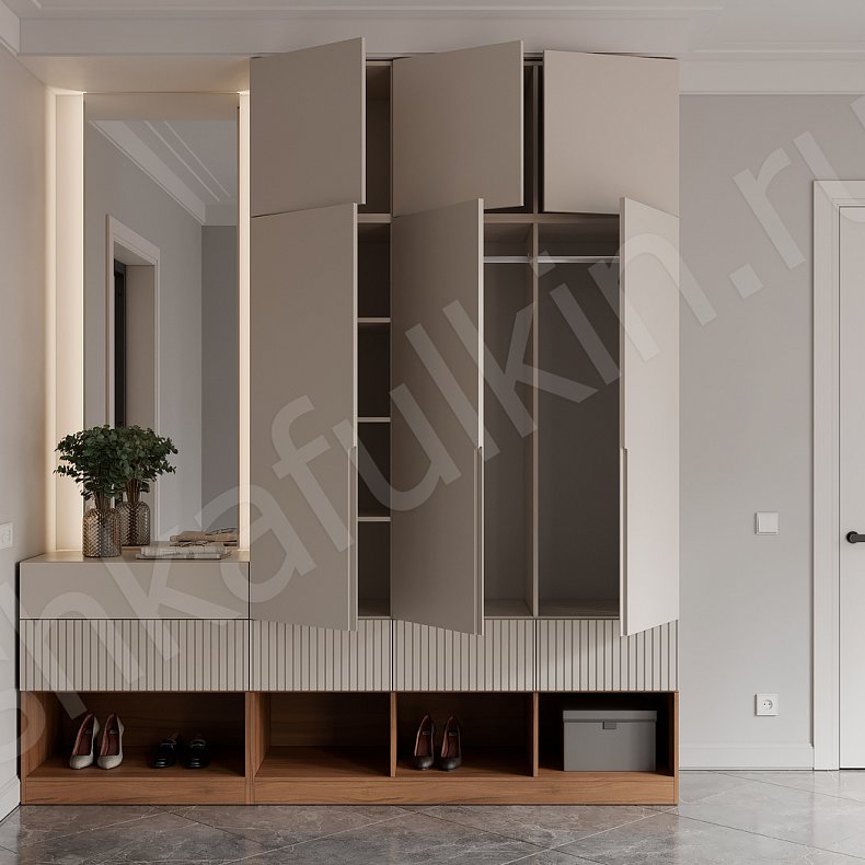 Прихожая Жардин Древесный Коричневый Светлые Современный 3х створчатые Прихожая Для вещей 1