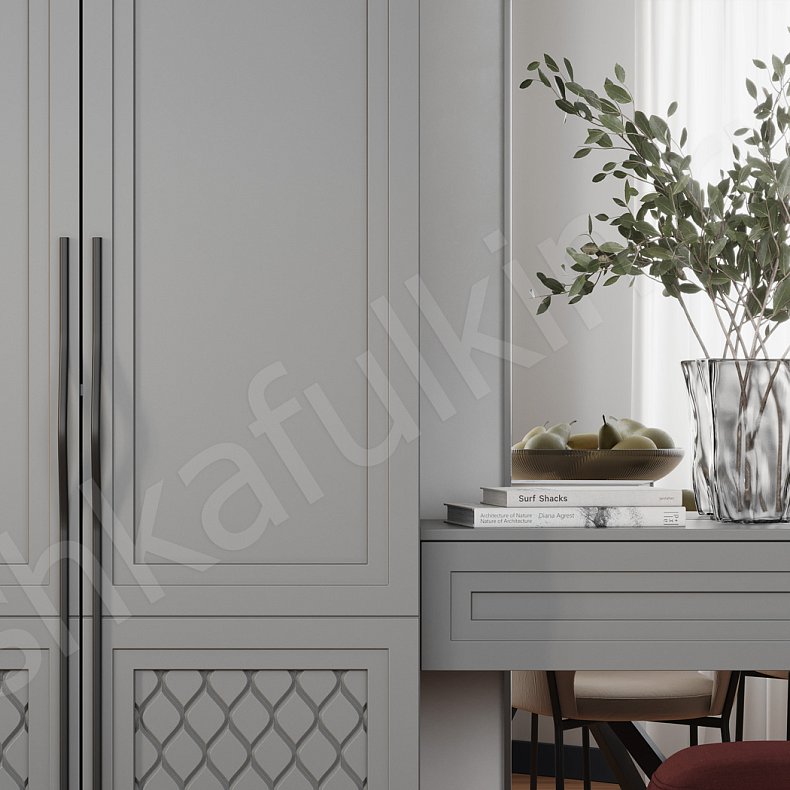 Прихожая Купидон Серый Светлые Неоклассика 4х створчатые Прихожая Для вещей 2