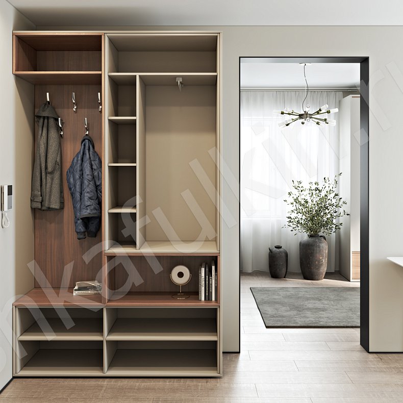 Изображение Прихожая Мэрри Серый Черный Минимализм 2х створчатые Прихожая Для вещей Для декора 10