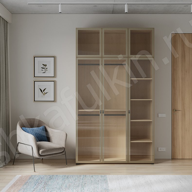 Шкаф Каспер Золото Древесный Современный 3х створчатые Гостиная Для вещей 1