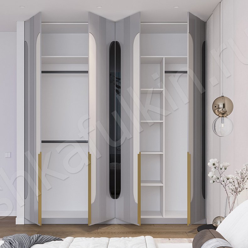 Встроенный шкаф Попурри Серый Светлые Современный 4х створчатые Спальня Для вещей 2